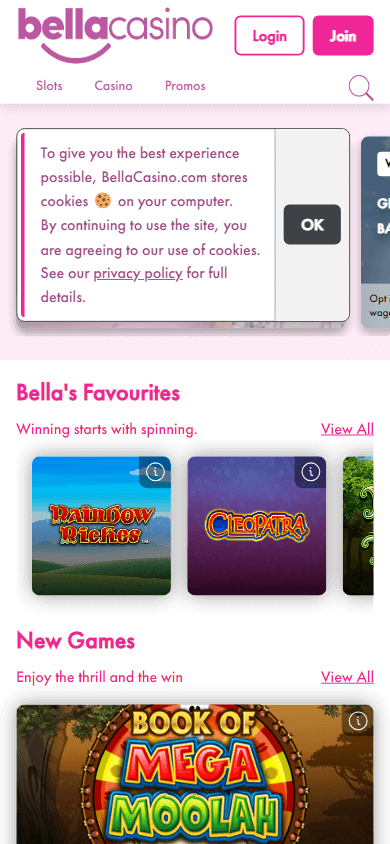 Bella Casino Mobile screenshot